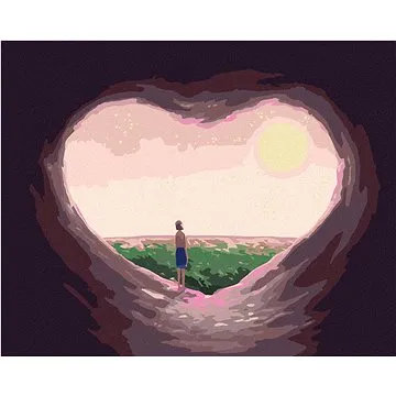 Diamondi - Diamantové malování - JESKYNNÍ SRDCE, 40x50 cm, bez rámu a bez vypnutí plátna (605787A)