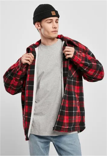 Urban Classics Plaid Teddy Lined Shirt Jacket red/black - S