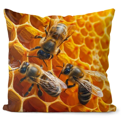 Polštář Včely na plástvi (Velikost: 55 x 55 cm)
