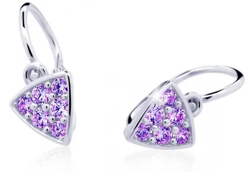 Cutie Jewellery Třpytivé dětské náušnice z bílého zlata C2207-10-X-2 fialová