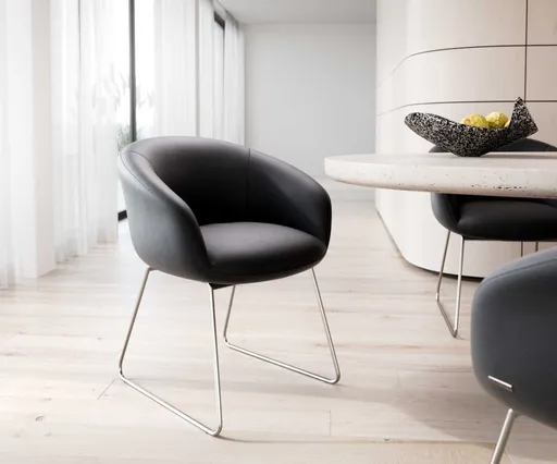 Jídelní židle Vinka-Flex tenká podnož nerezová ocel pravá kůže