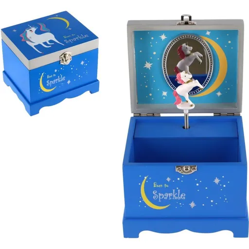 Dřevěná šperkovnice jednorožec hrající odklápěcí vrch