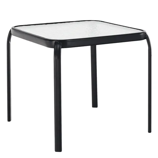 Zahradní příruční stůl, černá ocel/tvrz. sklo, RAMOL
