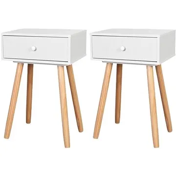 Noční stolek 2 ks masivní borovice 40x30x61 cm bílý (244740)
