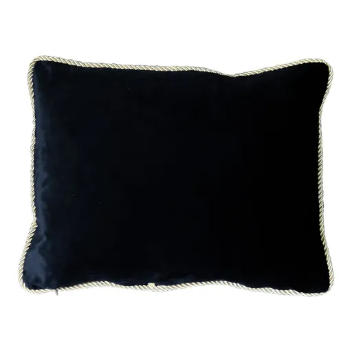 Černý sametový polštář se zlatým krouceným lemem - 45*35cm DCFGHKZ