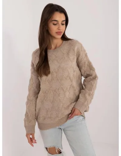 Dámský svetr oversize s dlouhým rukávem béžový