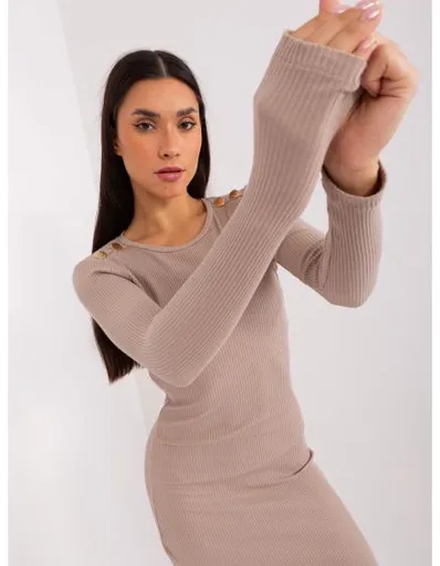 Dámské šaty pruhované mini BASIC FEEL GOOD tmavě béžové