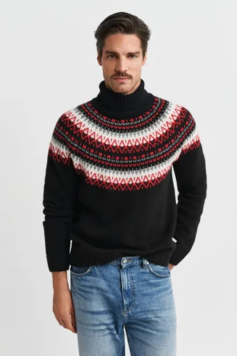 SVETR GANT FAIR ISLE TURTLENECK BLACK
