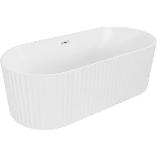 MEXEN/S Paola volně stojící vana reliéf 150 x 75, bílá mat, sifon a přepad nikl kartáčovaný 52721507501-97