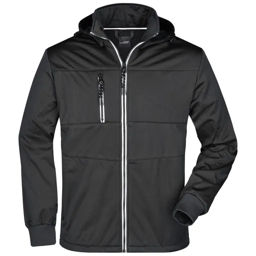 James & Nicholson (Daiber) Pánská sportovní softshellová bunda JN1078 - Černá / černá / bílá | 3XL