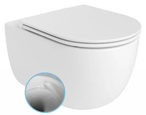 Bruckner GLANZ závěsná WC mísa, Vortex Rimless, 36x52,5cm, bílá 201.336.4