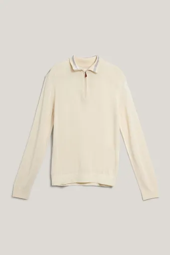 SVETR GANT EXTRAFINE MERINO WOOL HALF ZIP IVORY WHITE