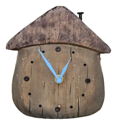 Dřevěné stolní hodiny ve tvaru domku - 18*5*19 cm / 1*AA 6KL0819