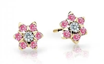 Cutie Jewellery Půvabné dětské náušnice ze žlutého zlata C2152-30-X-1 fuchsiová