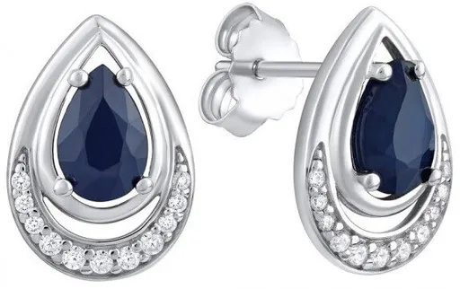 Silvego Luxusní náušnice s pravým safírem FW9038E