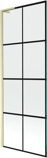 MEXEN/S Next L vanová zástěna FIX 70 x 150, černá vzor, zlatá kartáčovaná 895-070-000-03-77-55