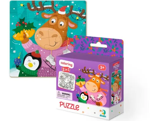 Dodo Puzzle s omalovánkou - Roztomilý jelen a tučňák 16 dílků