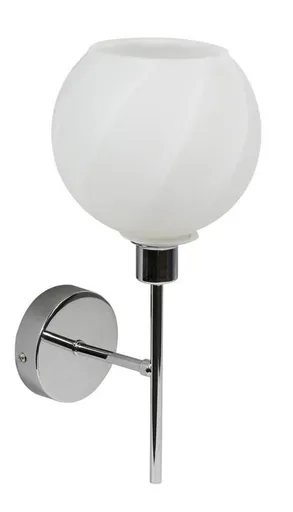 Nástěnná lampa Raul chromovaná s bílým skleněným stínidlem