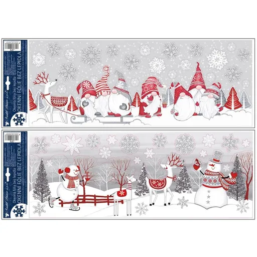 Okenní fólie s glitry Skřítci a sněhuláci 21 x 59,5 cm