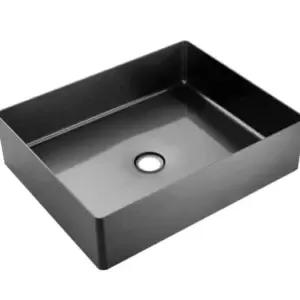 VELAZO Umyvadlo na desku 50 x 35 cm s Click-Clack zátkou, ocel, PVD černé VELAZ5035B