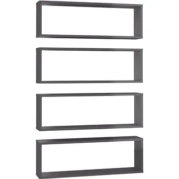 Shumee Nástěnné obdélníkové 4 ks šedé 80×15×26,5 cm dřevotříska, 807131 (807131)