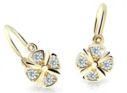 Cutie Jewellery Slušivé dětské náušnice ze žlutého zlata C2245-10-X-1 bílá