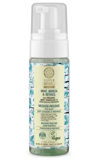 Natura Siberica Peelingová pěna pro pokožku hlavy Super Siberica Máta, bříza a retinol (Mousse-Peeling for Scalp) 170 ml