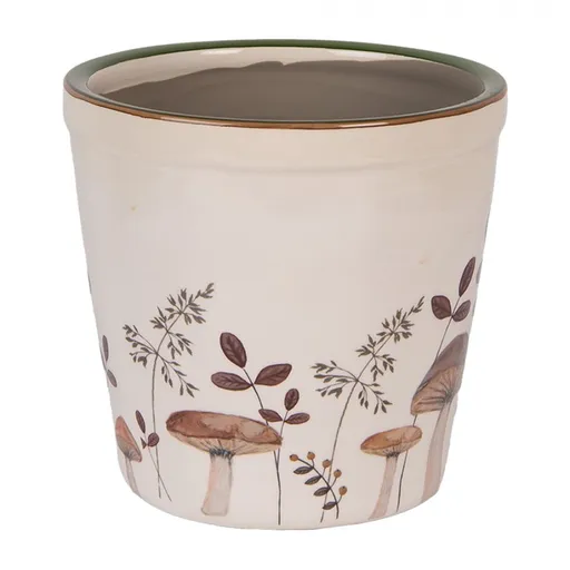 Béžový obal na květináč s houbičkami Little Forest Jewels M - Ø 15*14 cm Clayre & Eef