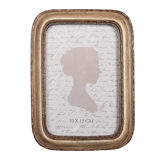 Béžový antik fotorámeček s hnědou patinou - 14*2*19 cm / 10*15 cm 2F1335