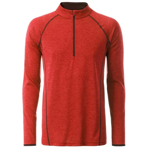 James & Nicholson (Daiber) Pánské funkční tričko s dlouhým rukávem JN498 - Červený melír / titanová | L