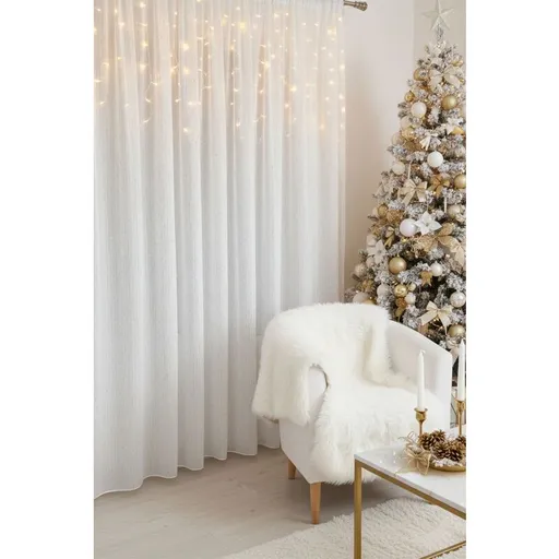 Záclona dreher, Rain lurex zlatý, bílá 170 cm