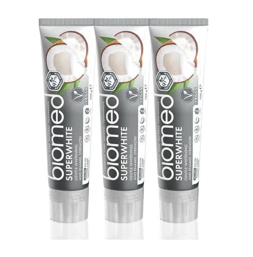 BIOMED Superwhite s kokosovým olejem bělicí zubní pasta na citlivé zuby 3x100 g