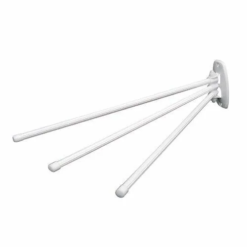 Kovový sušák na ručníky, 3 ramena, bílá, M