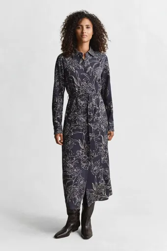 ŠATY GANT FLORAL PRINT SHIRT DRESS EVENING BLUE