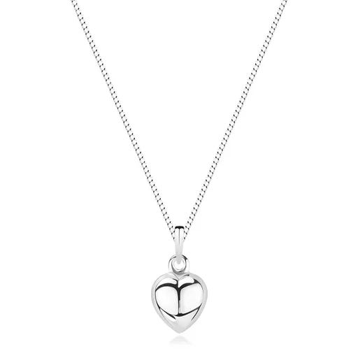 Náhrdelník - souměrné srdce a řetízek ze zakroucených oček, stříbro 925