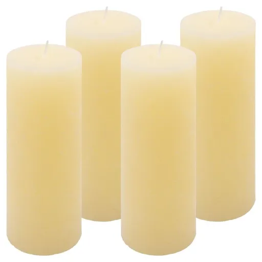 Krémová parafínová svíčka rustikální 20 cm, 90 h, sada 4 ks