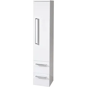 Bino koupelnová skříňka vysoká, závěsná bez nožiček, pravá, bílá/bílá (CN668)