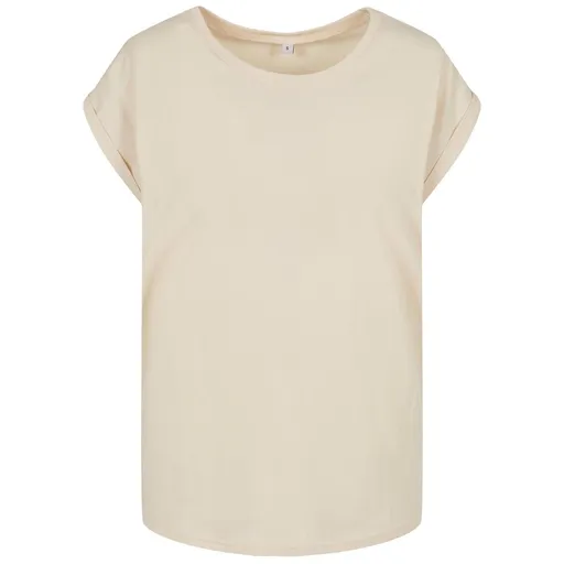 Build Your Brand Volné dámské tričko s ohrnutými rukávy - Světle písková | 4XL
