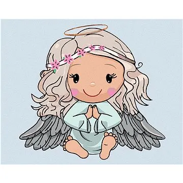 Diamondi - Diamantové malování - DĚTSKÝ ANDĚL S KUDRLINKAMI, 40x50 cm, bez rámu a bez vypnutí plátna (606982A)