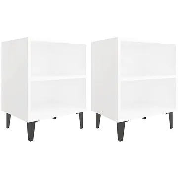 SHUMEE Noční stolky s kovovými nohami 2 ks bílé 40 × 30 × 50 cm, 805798 (805798)
