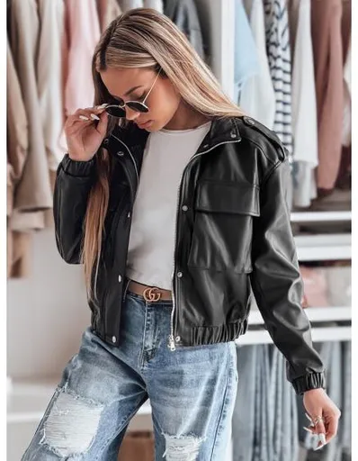 Dámská bunda krátká ramoneska oversize MOTORES černá