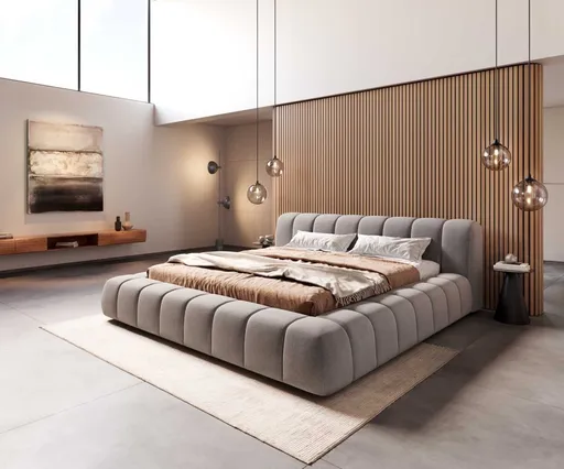 Čalouněná postel Cutio 180x200 cm mikrovlákno šedá