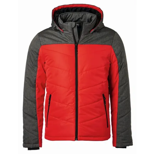 James & Nicholson (Daiber) Pánská prošívaná zimní bunda JN1134 - Červená / antracitový melír | XL