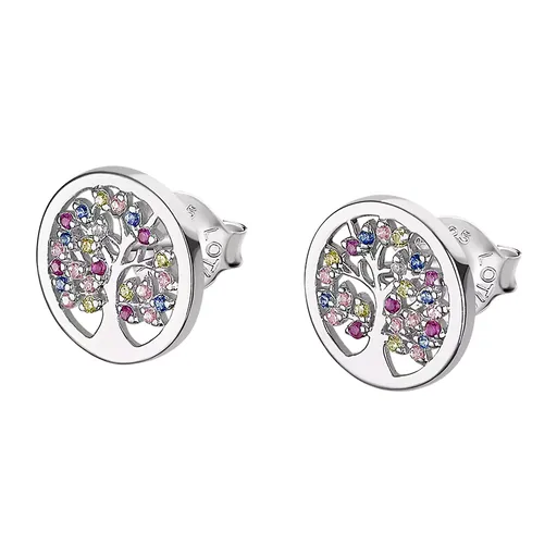 Lotus Silver Třpytivé stříbrné náušnice pro ženy se zirkony Strom života LP1890-4/1