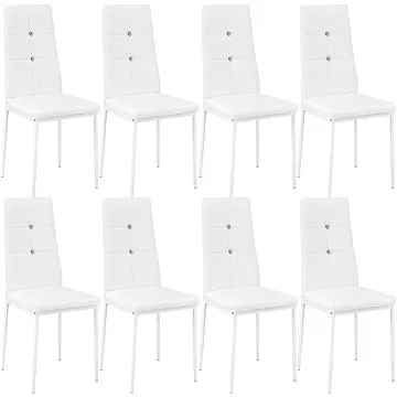 8× Jídelní židle, ozdobné kamínky, bílá (404125)