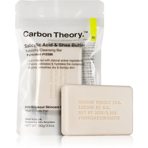 Carbon Theory Salicylic Acid & Shea Butter jemné čisticí mýdlo s peelingovým efektem 100 g
