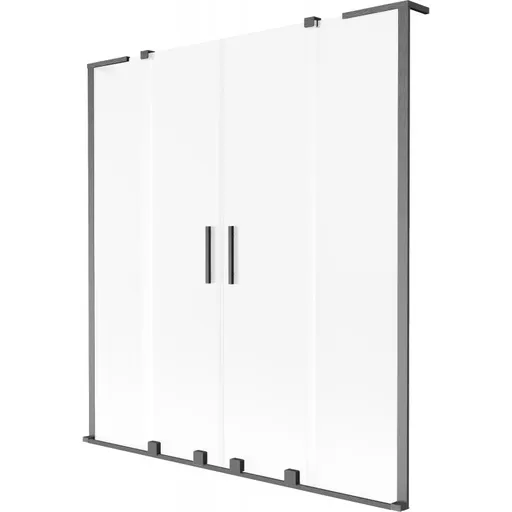 MEXEN/S Velar L Duo dvoukřídlá posuvná vanová zástěna 150 x 150, dekor, grafit kartáčovaná 896-150-003-32-66