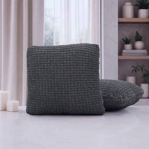 Super strečové potahy RUBINIA antracitová povlaky na polštářky 2 ks ( 40 x 40 cm)