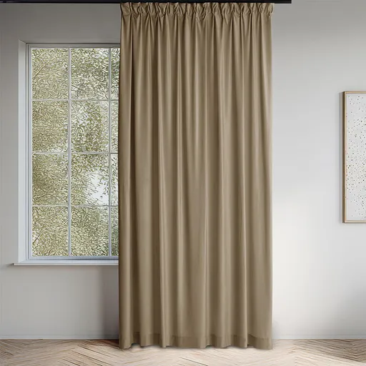 Sametový závěs FILUMI tmavě béžový 140 x 250 cm