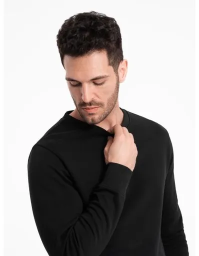 Pánská mikina BASIC s kulatým výstřihem černá